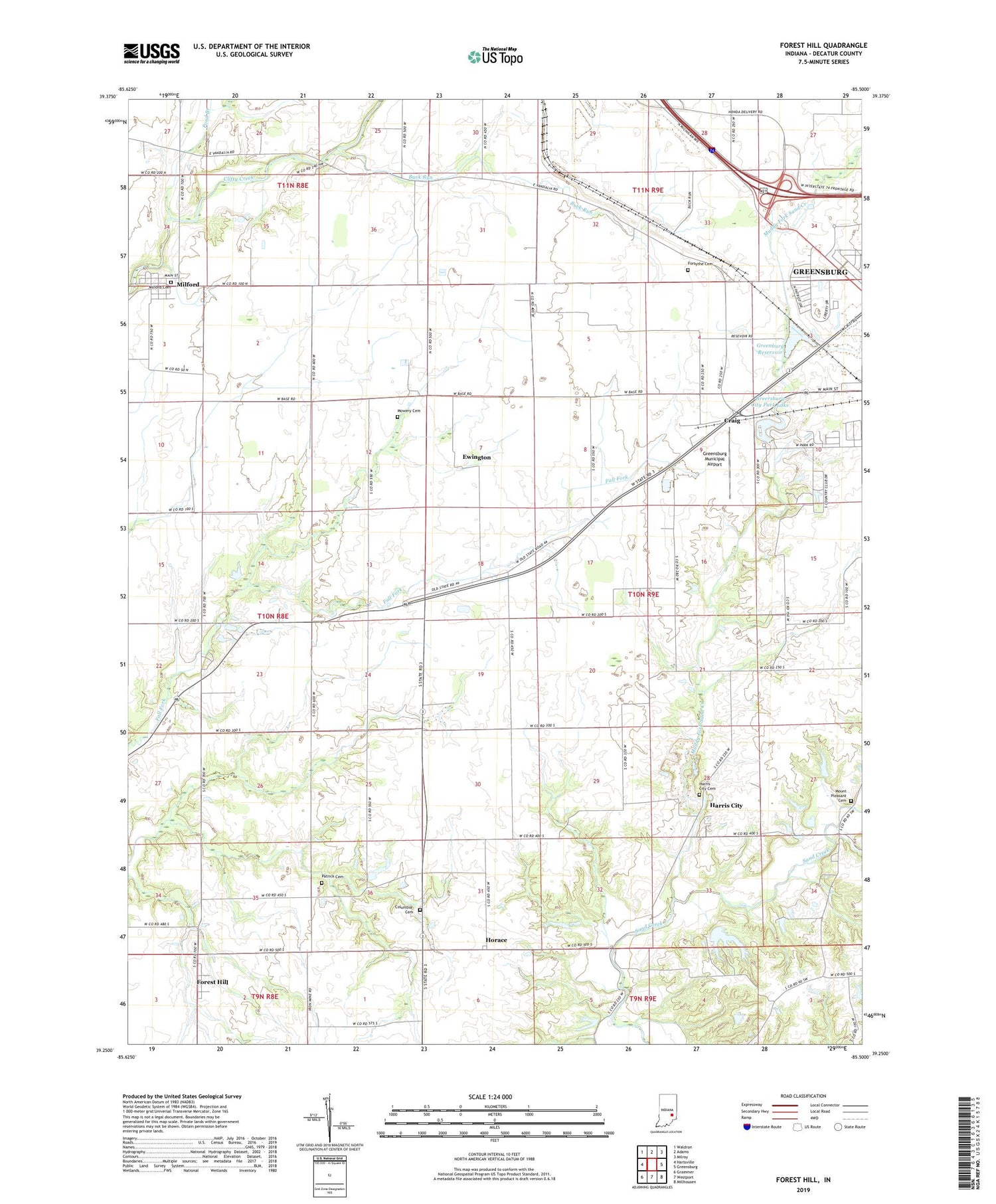 Forest Hill Indiana US Topo Map Image