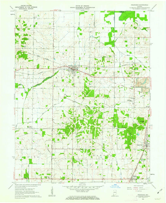 Classic USGS Francisco Indiana 7.5'x7.5' Topo Map Image