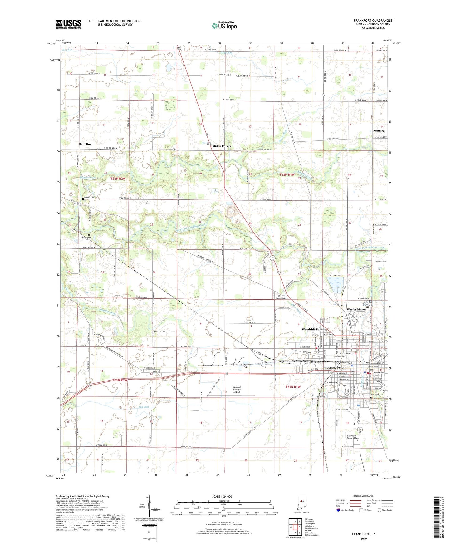 Frankfort Indiana US Topo Map Image