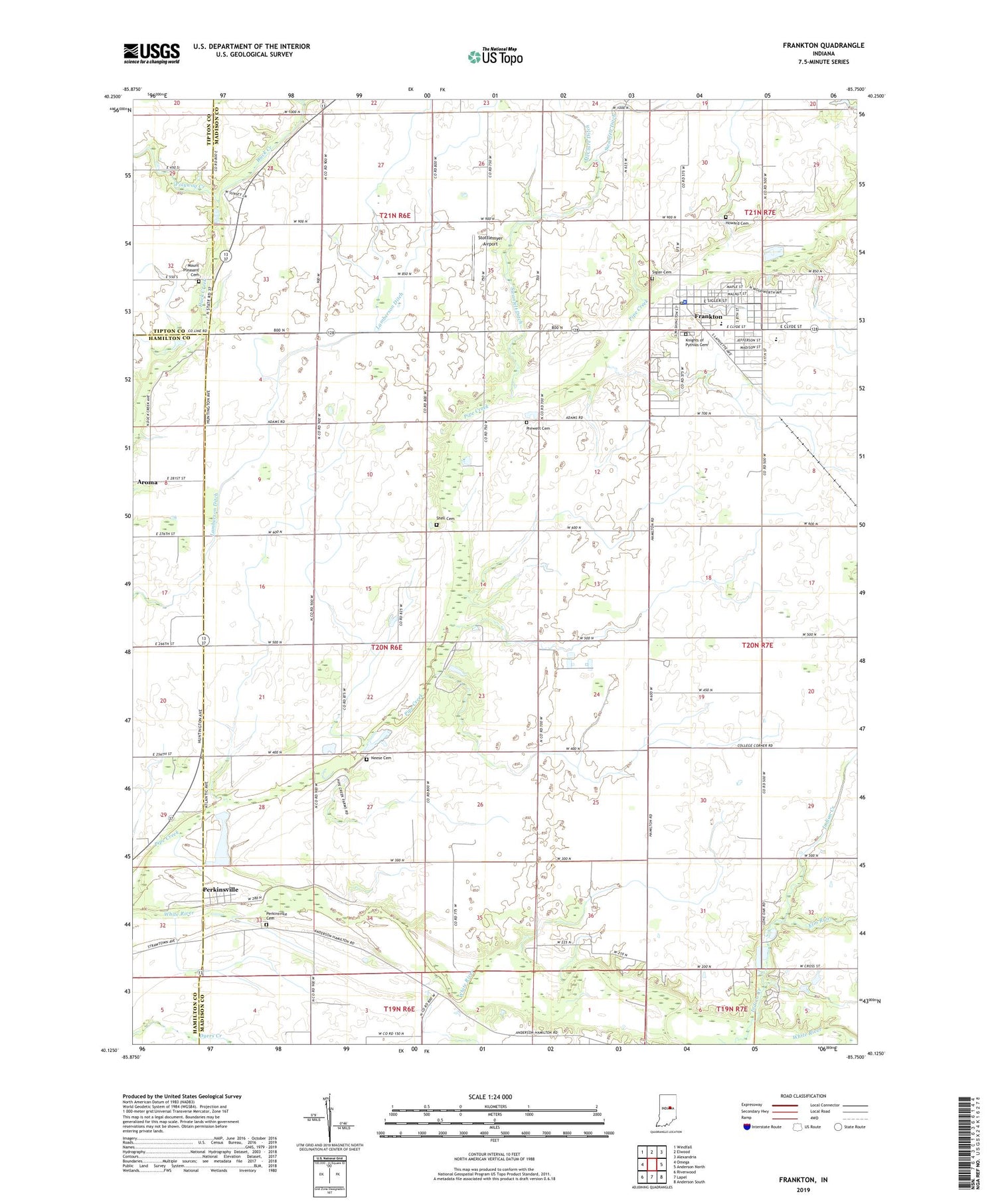 Frankton Indiana US Topo Map Image