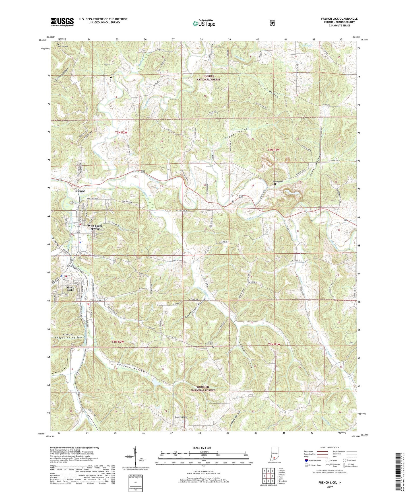 French Lick Indiana US Topo Map Image