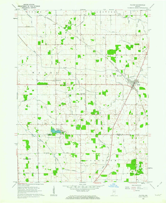 Classic USGS Fulton Indiana 7.5'x7.5' Topo Map Image