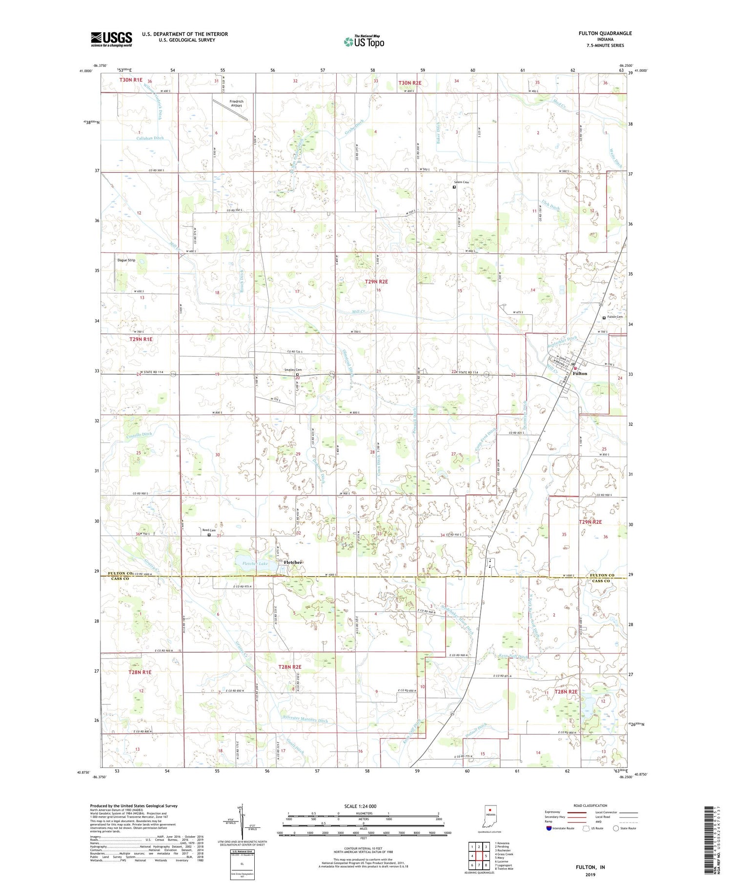 Fulton Indiana US Topo Map Image