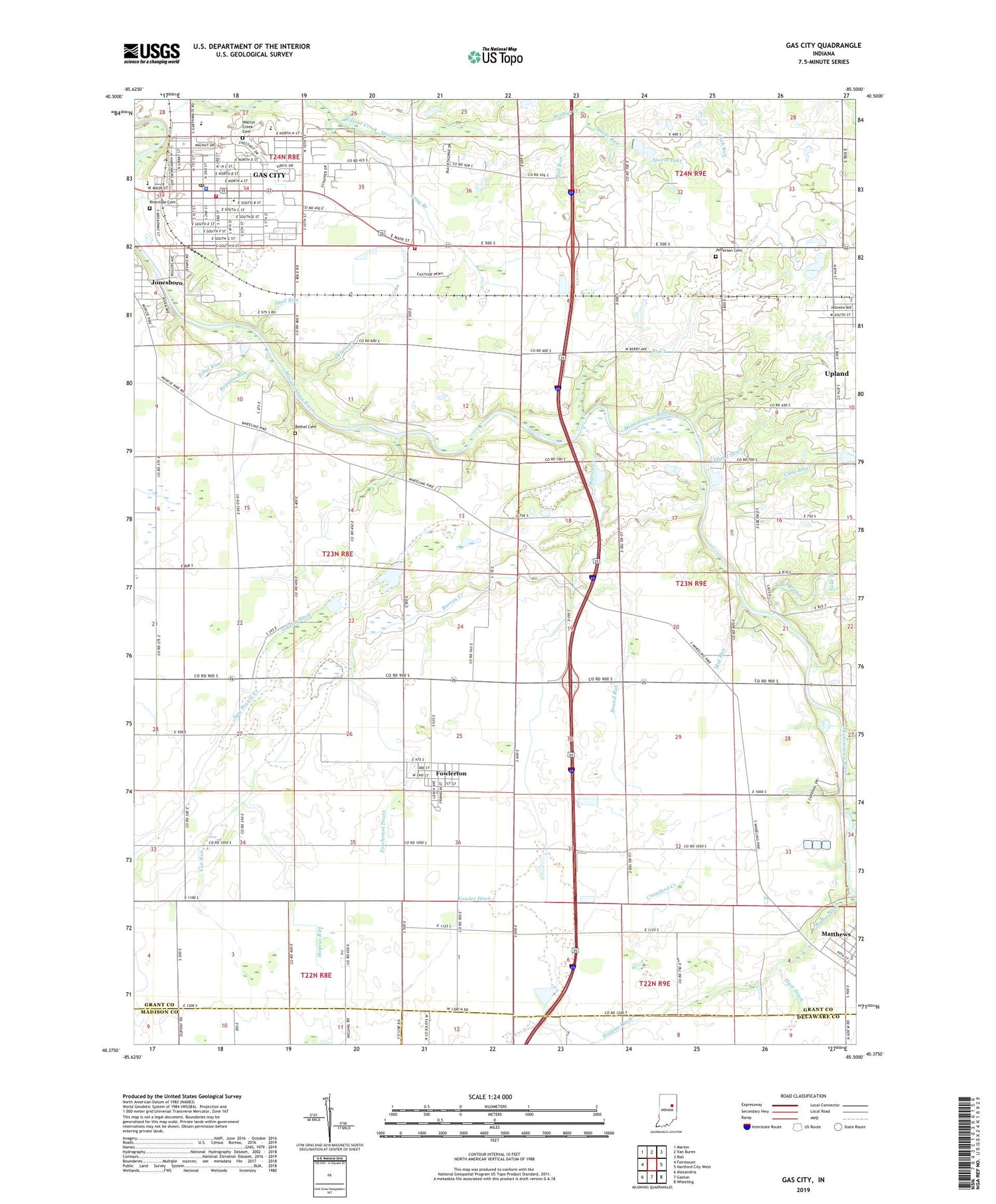Gas City Indiana US Topo Map Image