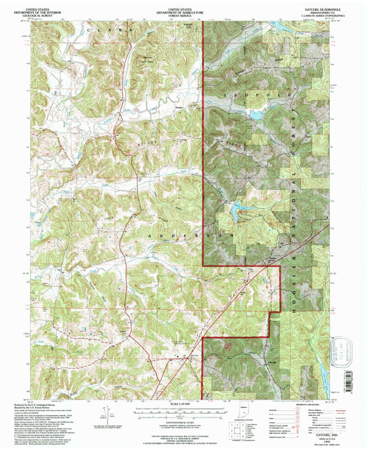 Classic USGS Gatchel Indiana 7.5'x7.5' Topo Map Image