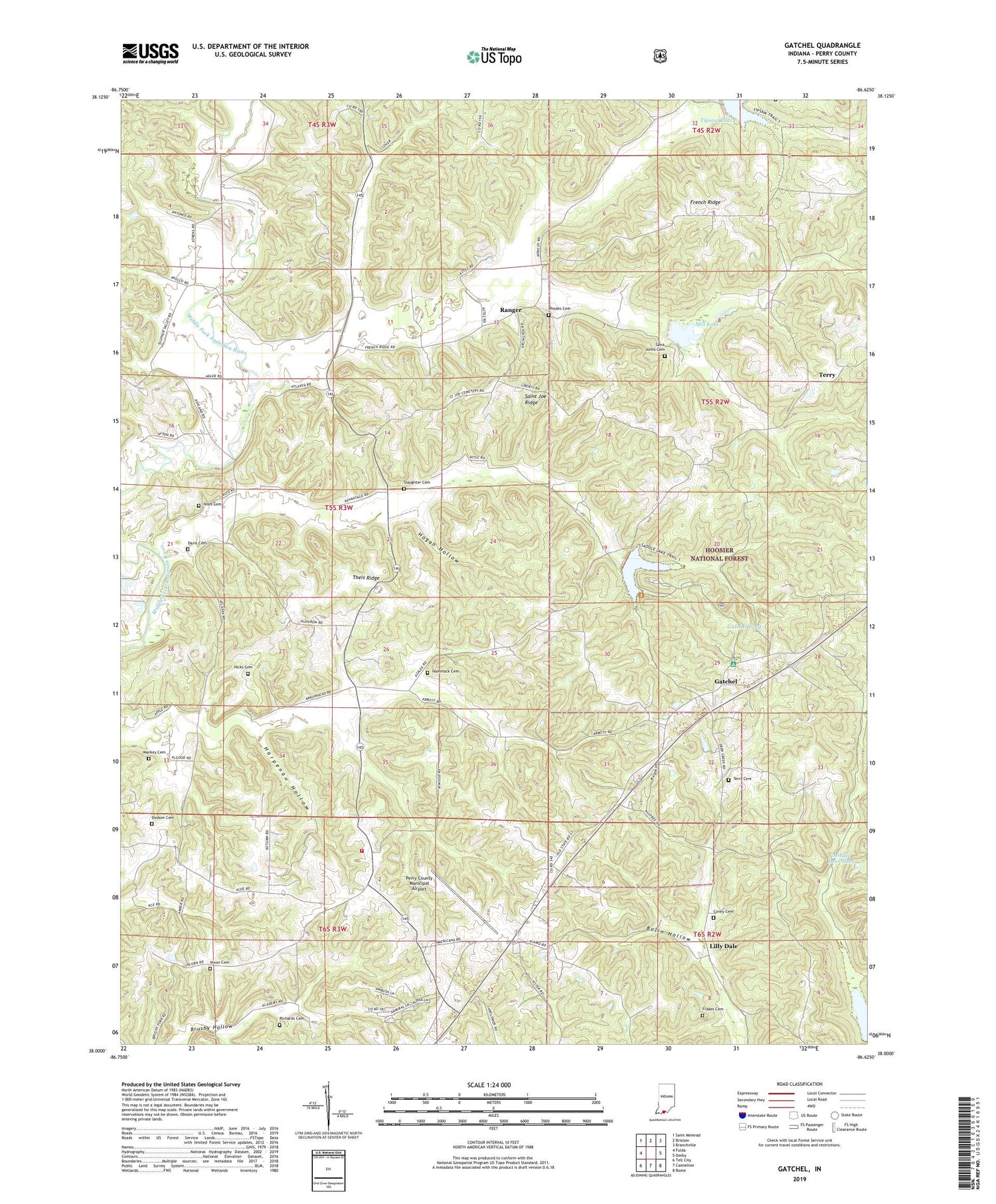 Gatchel Indiana US Topo Map Image