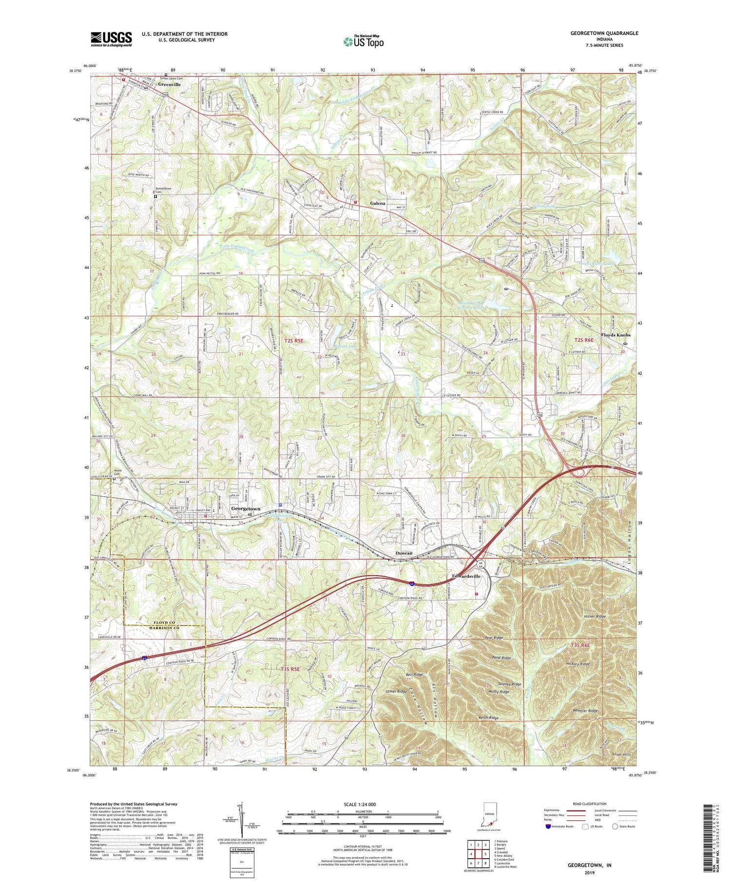 Georgetown Indiana US Topo Map Image