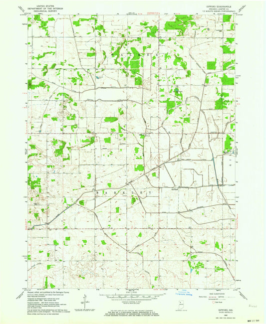Classic USGS Gifford Indiana 7.5'x7.5' Topo Map Image