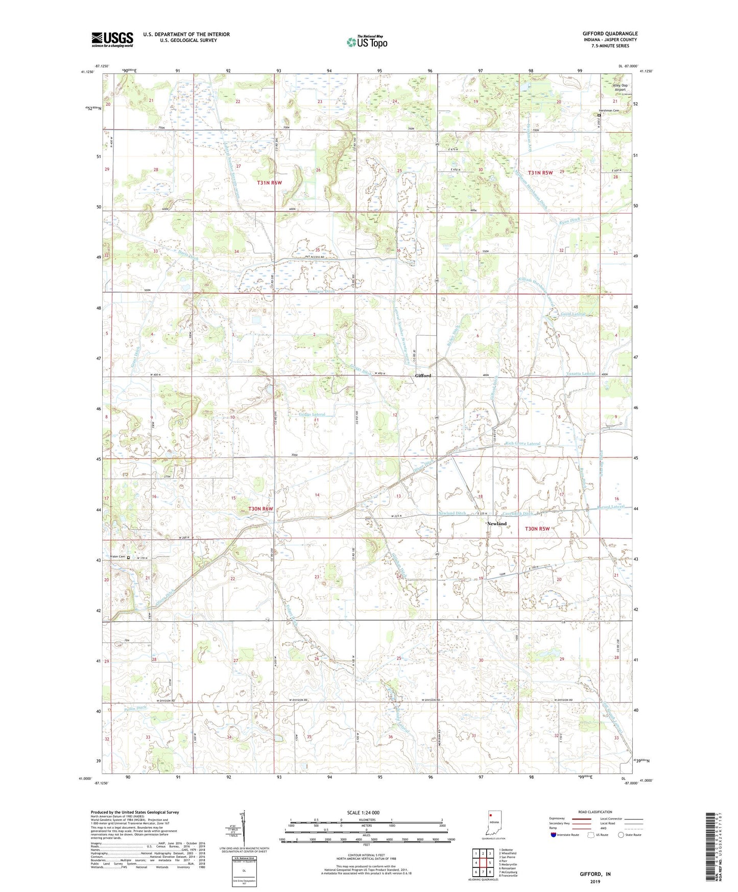 Gifford Indiana US Topo Map Image