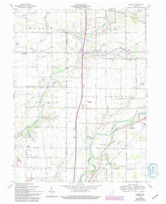 Classic USGS Gilman Indiana 7.5'x7.5' Topo Map Image