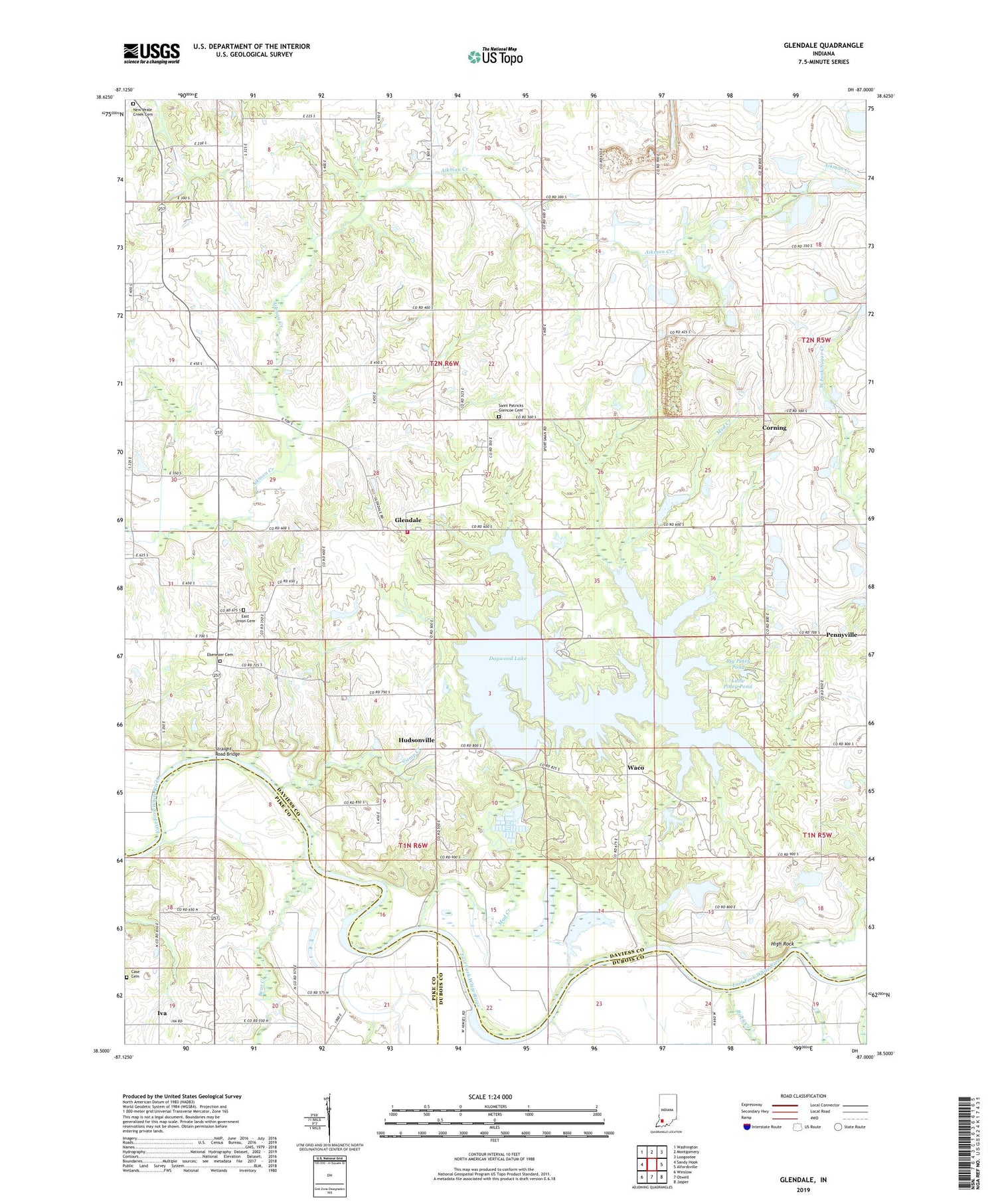 Glendale Indiana US Topo Map Image