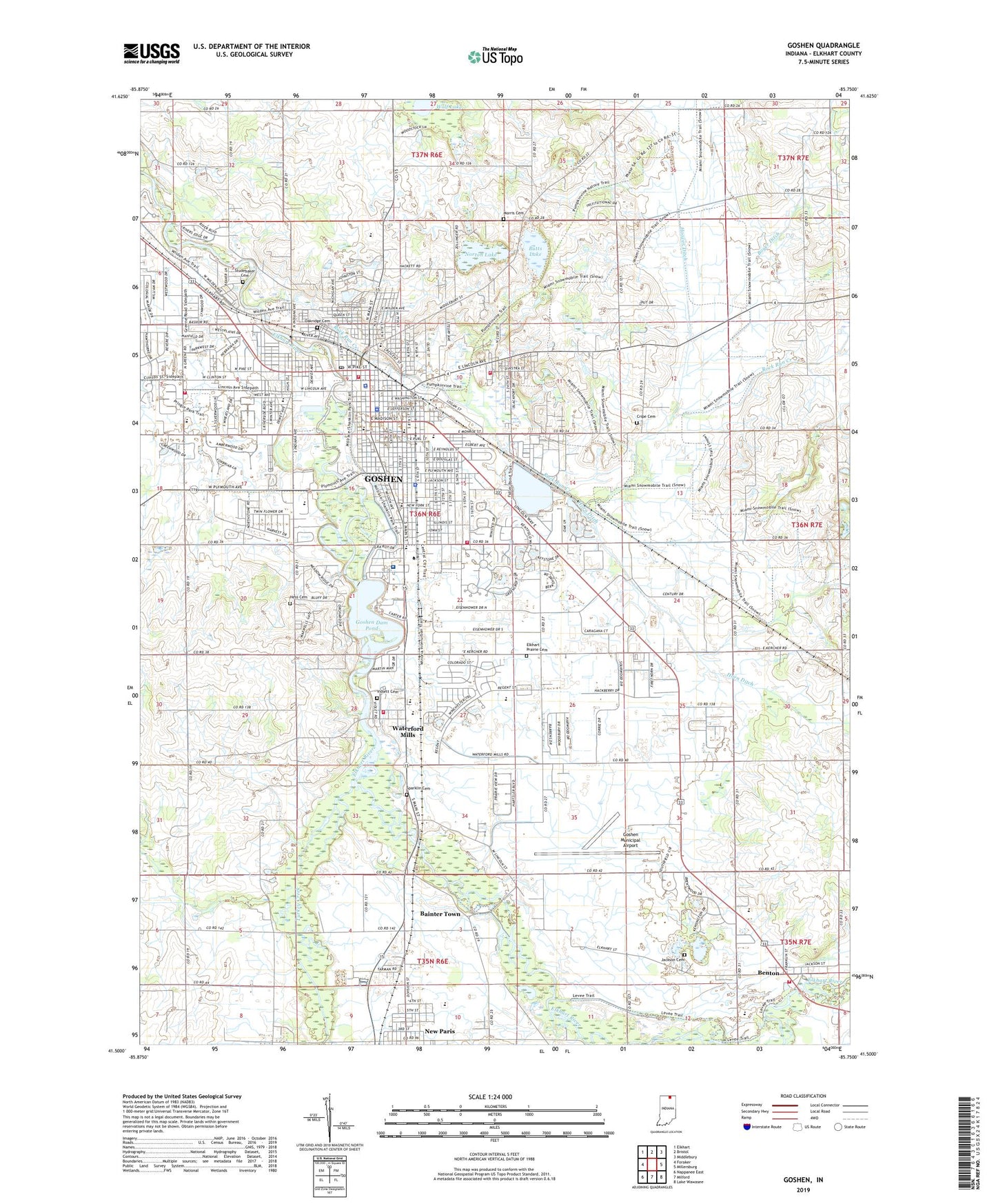 Goshen Indiana US Topo Map Image