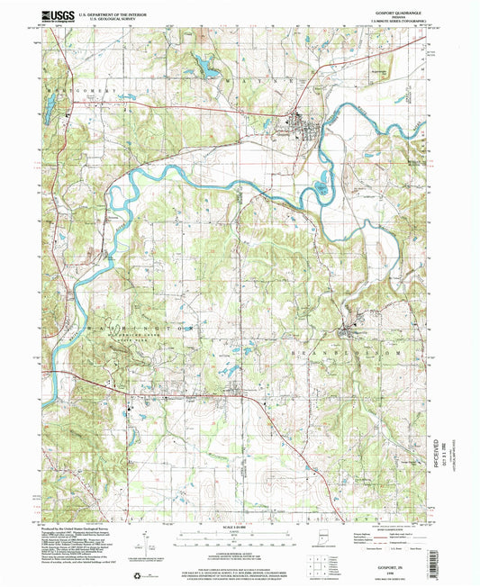 Classic USGS Gosport Indiana 7.5'x7.5' Topo Map Image