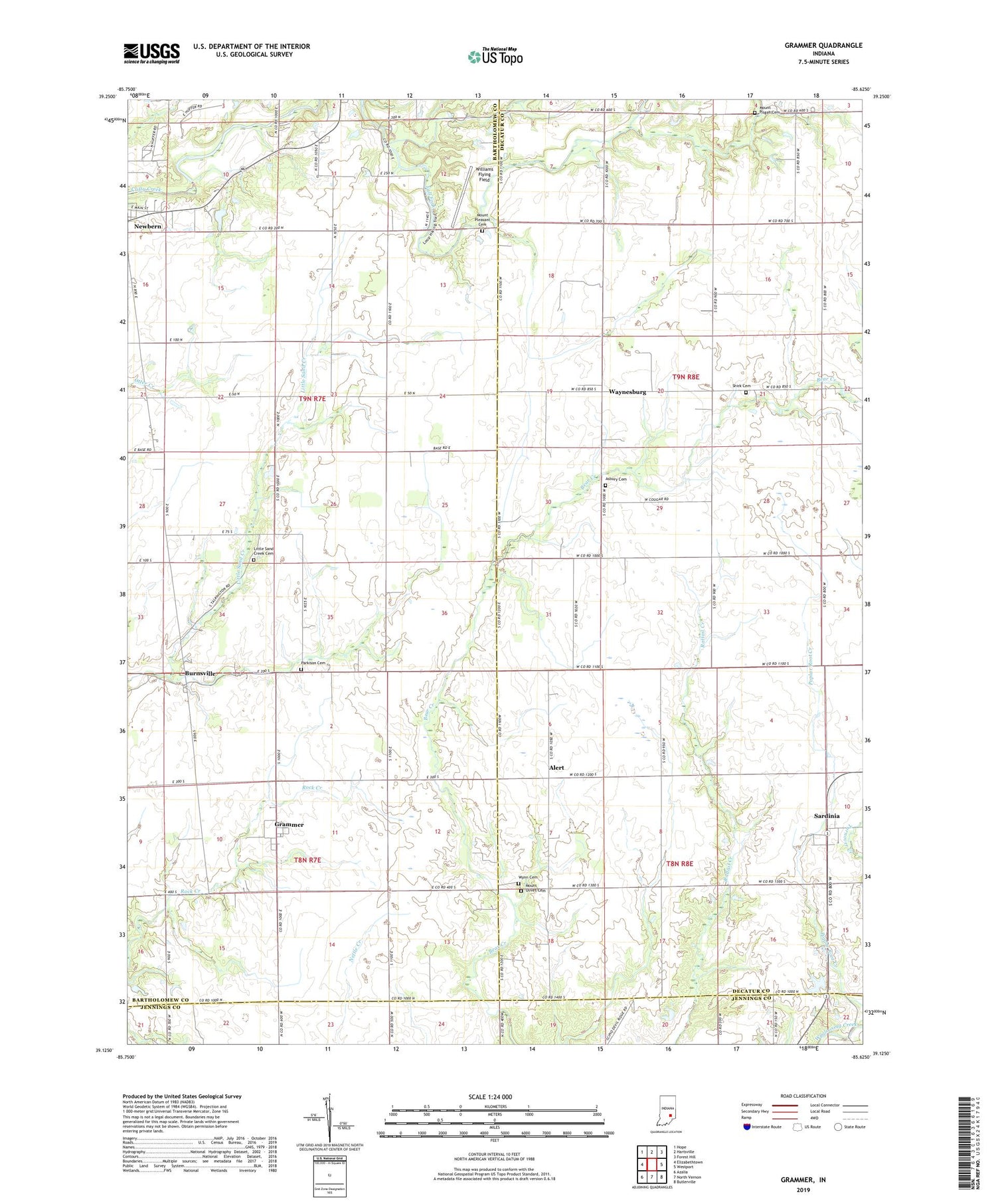 Grammer Indiana US Topo Map Image
