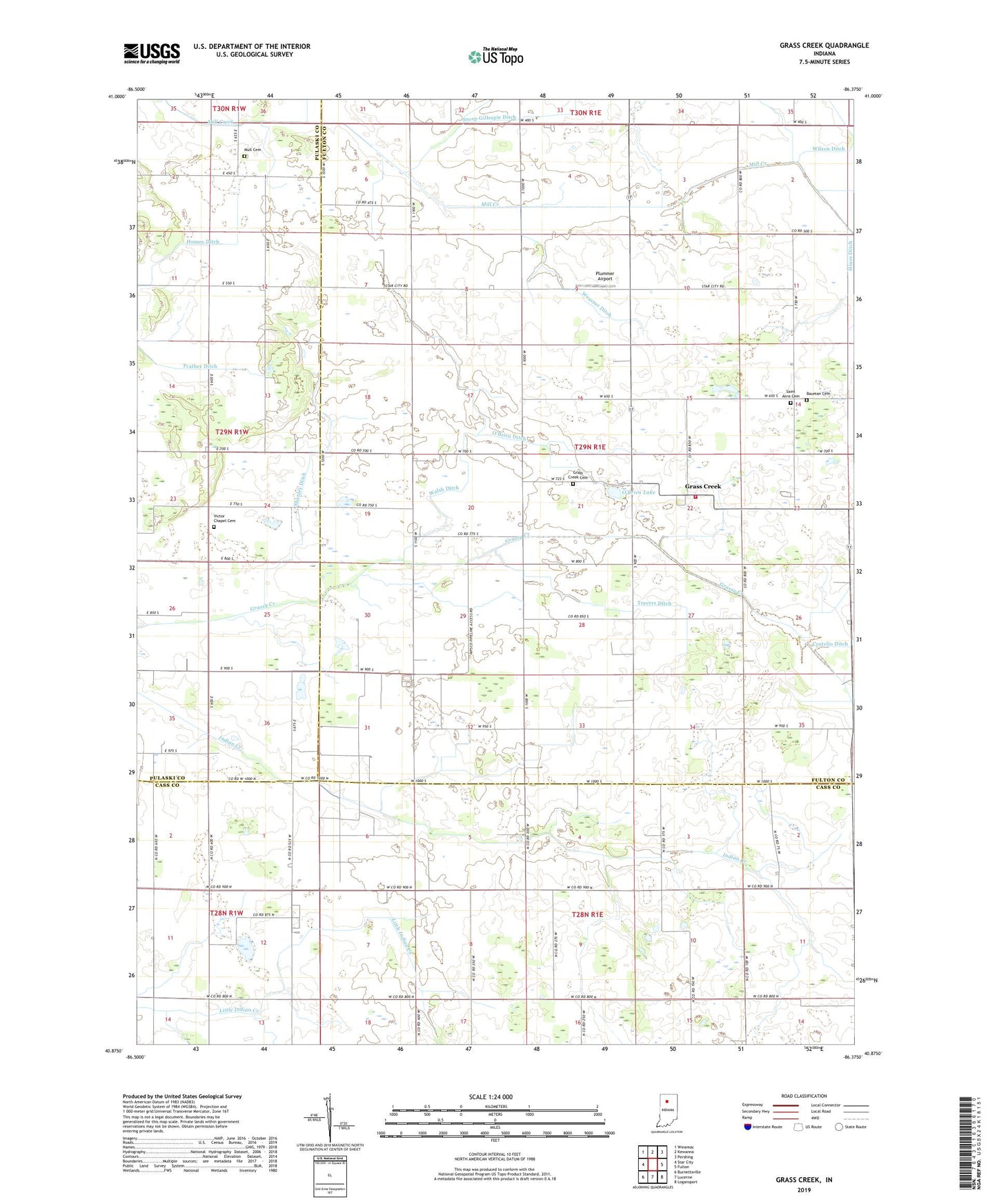Grass Creek Indiana US Topo Map Image