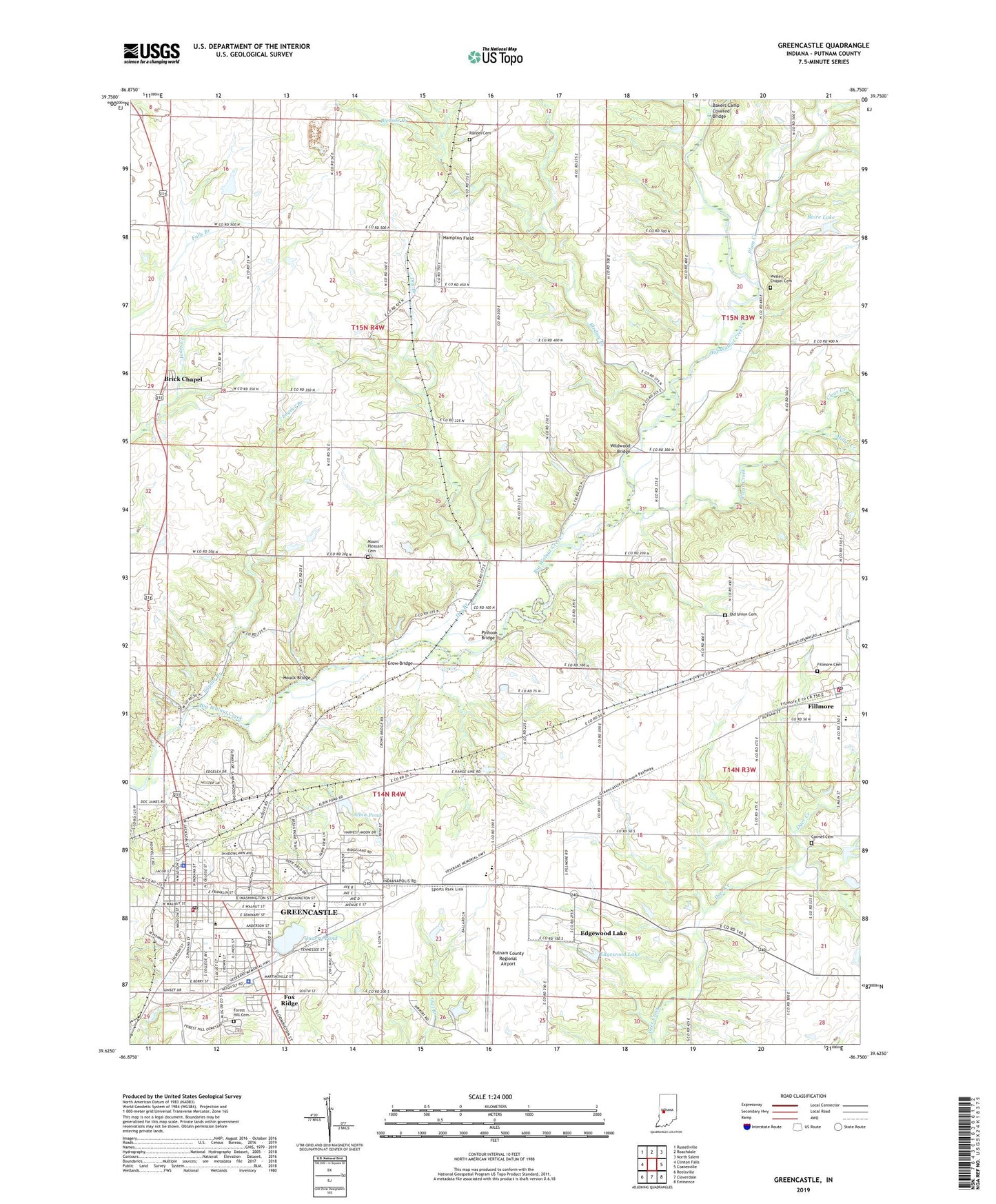 Greencastle Indiana US Topo Map Image