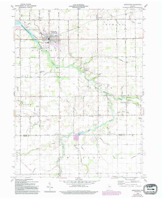 Classic USGS Greentown Indiana 7.5'x7.5' Topo Map Image