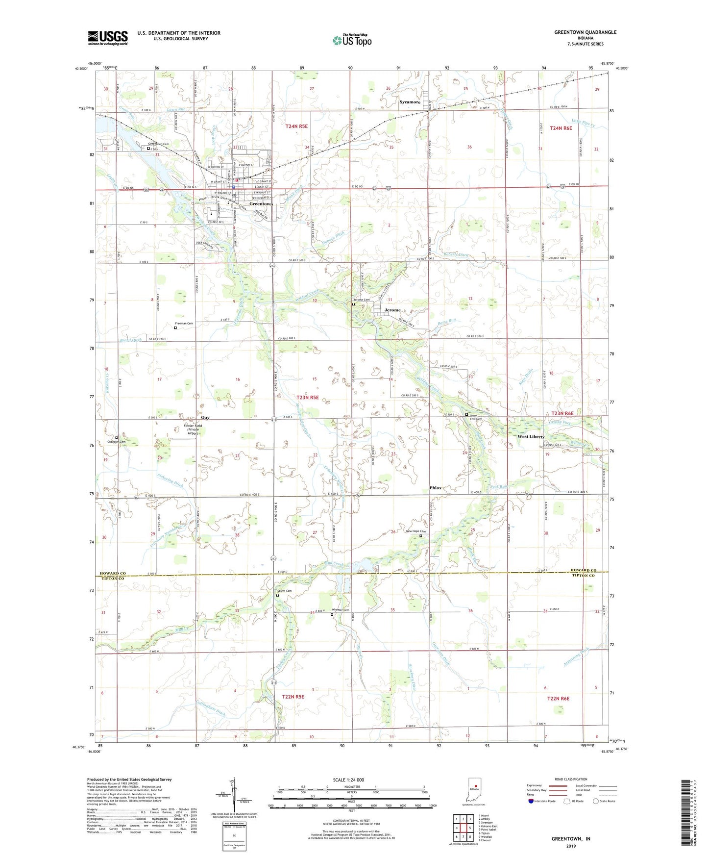 Greentown Indiana US Topo Map Image
