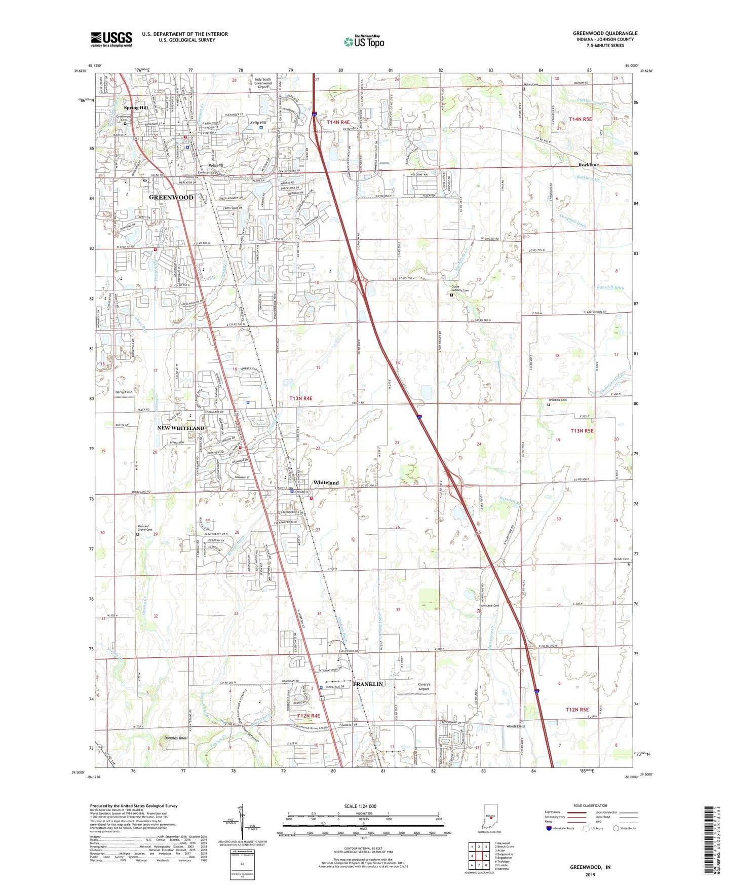 Greenwood Indiana US Topo Map Image