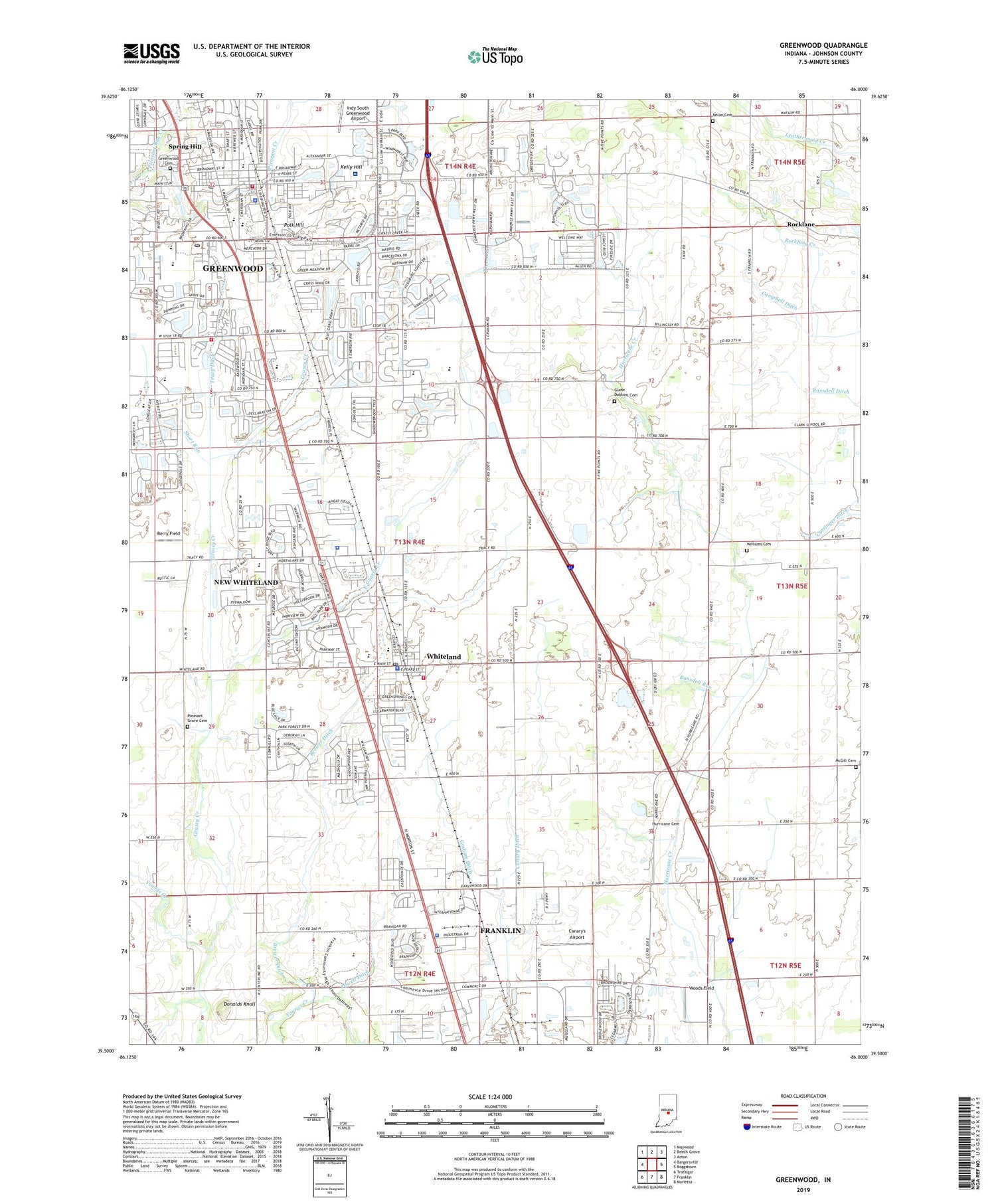 Greenwood Indiana US Topo Map Image
