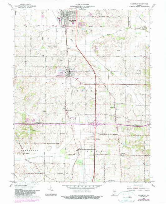 Classic USGS Haubstadt Indiana 7.5'x7.5' Topo Map Image