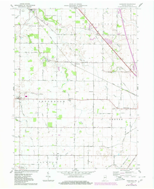 Classic USGS Hazelrigg Indiana 7.5'x7.5' Topo Map Image