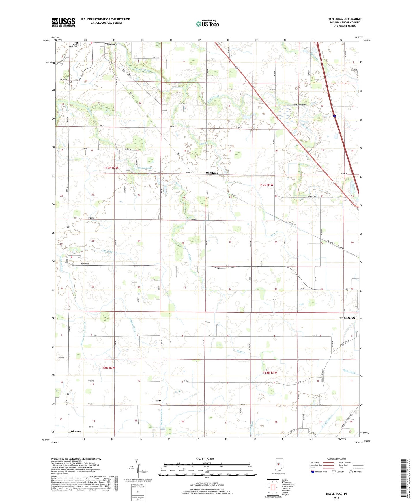 Hazelrigg Indiana US Topo Map Image