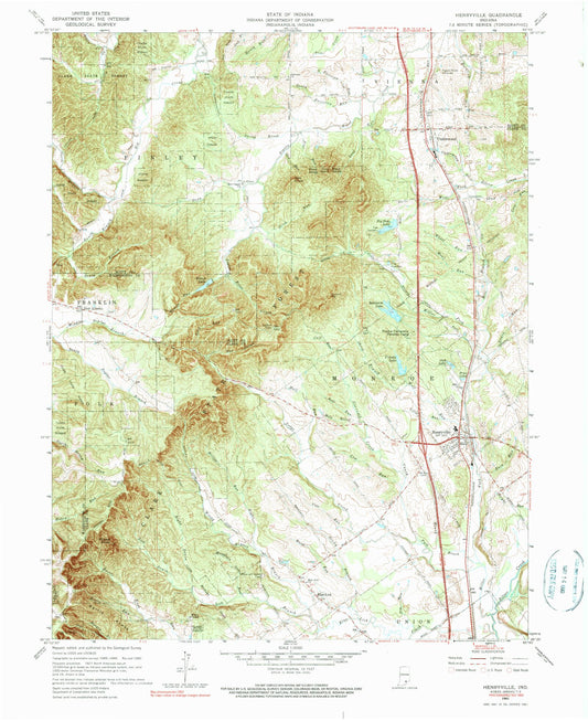 Classic USGS Henryville Indiana 7.5'x7.5' Topo Map Image