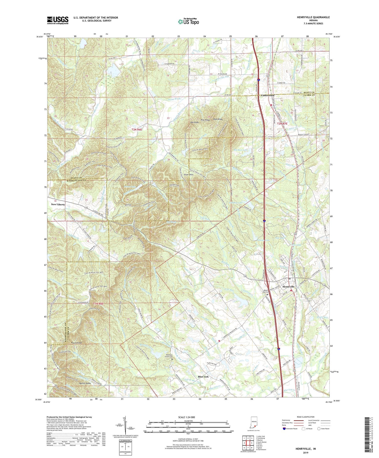 Henryville Indiana US Topo Map Image