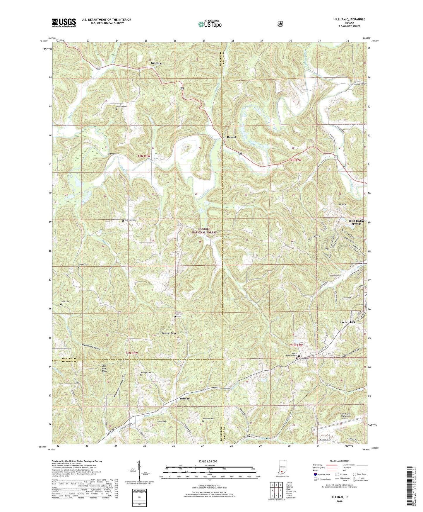 Hillham Indiana US Topo Map Image