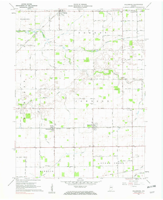 Classic USGS Hillisburg Indiana 7.5'x7.5' Topo Map Image