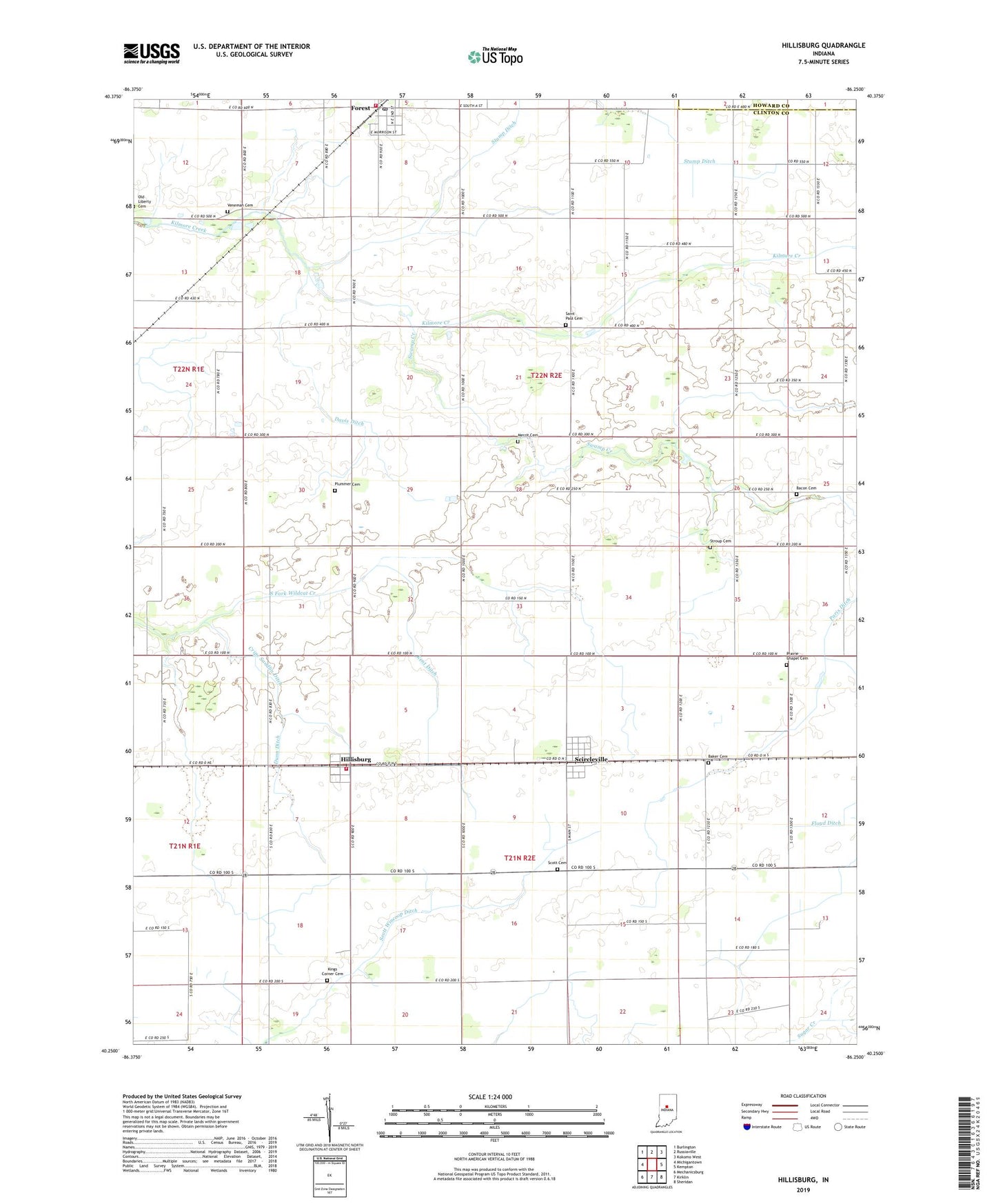 Hillisburg Indiana US Topo Map Image
