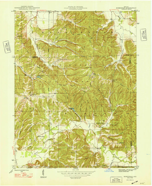 USGS Classic Hindustan Indiana 7.5'x7.5' Topo Map Image