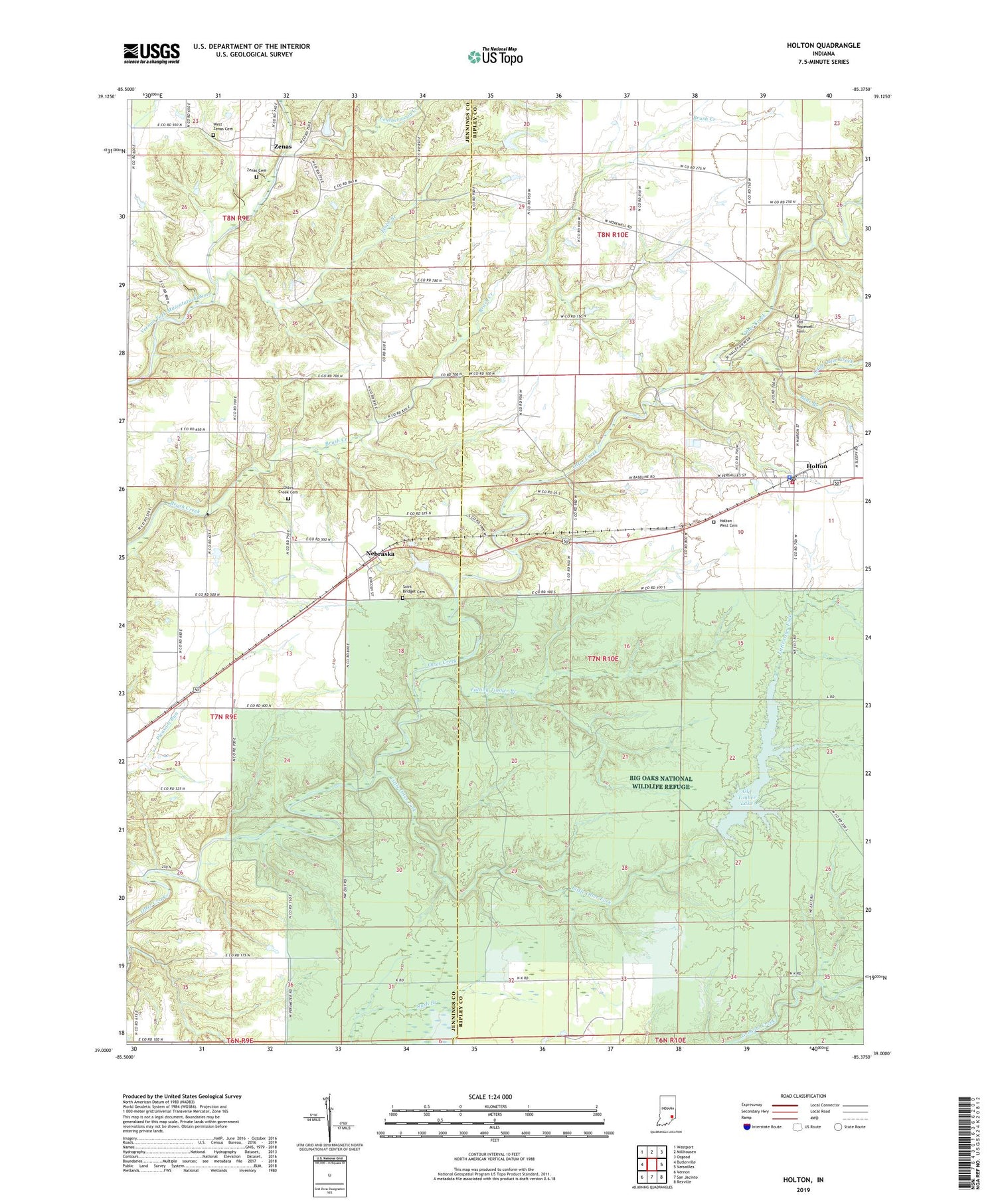Holton Indiana US Topo Map Image
