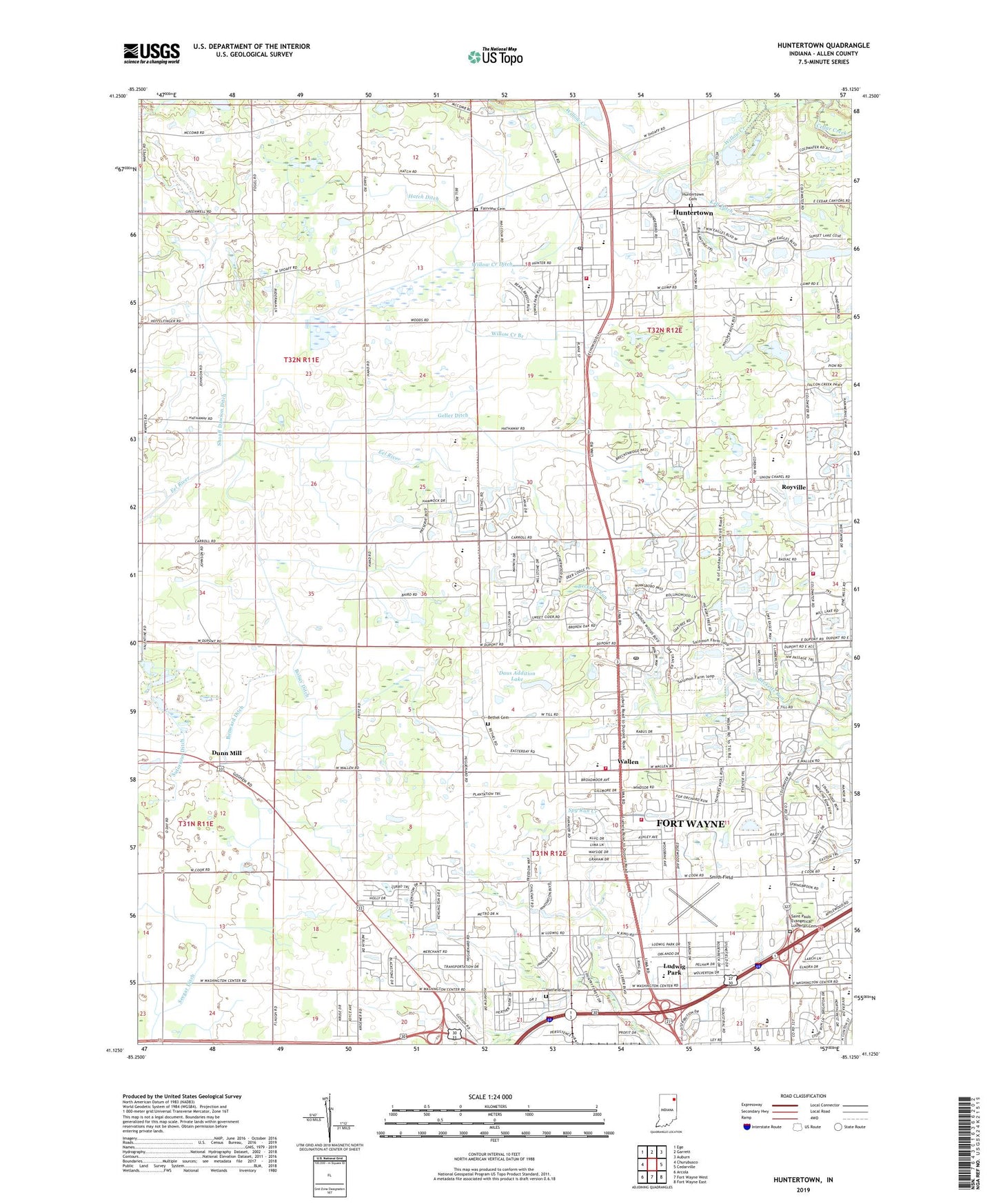Huntertown Indiana US Topo Map Image
