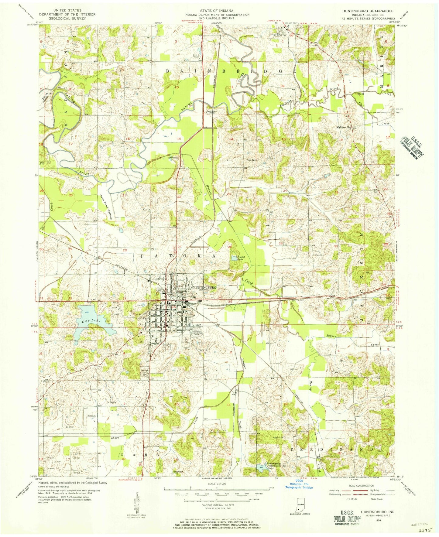 Classic USGS Huntingburg Indiana 7.5'x7.5' Topo Map Image