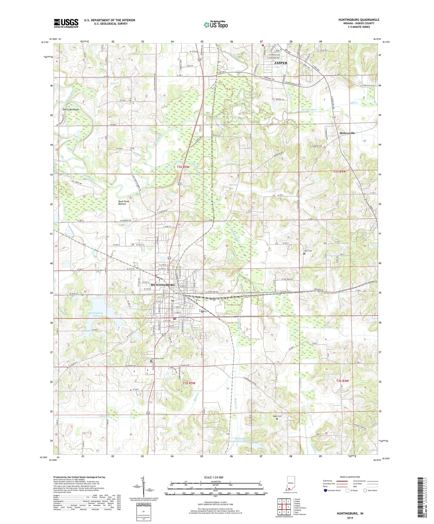 Huntingburg Indiana US Topo Map Image