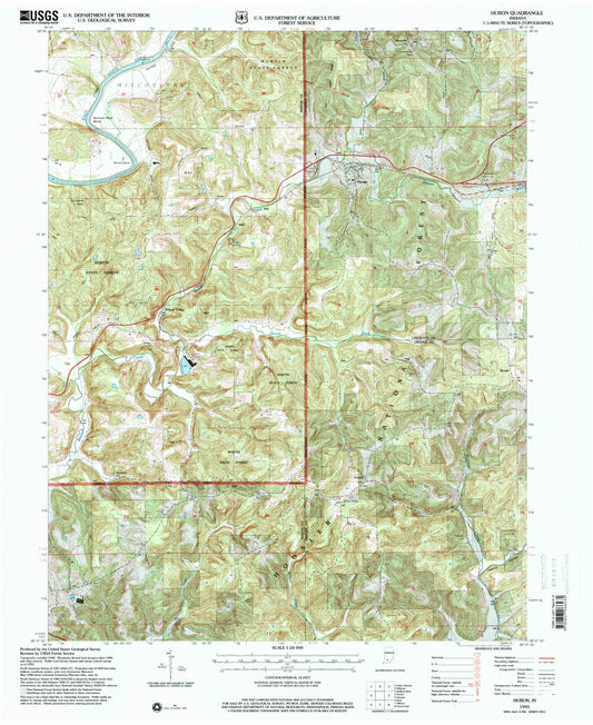 Classic USGS Huron Indiana 7.5'x7.5' Topo Map Image