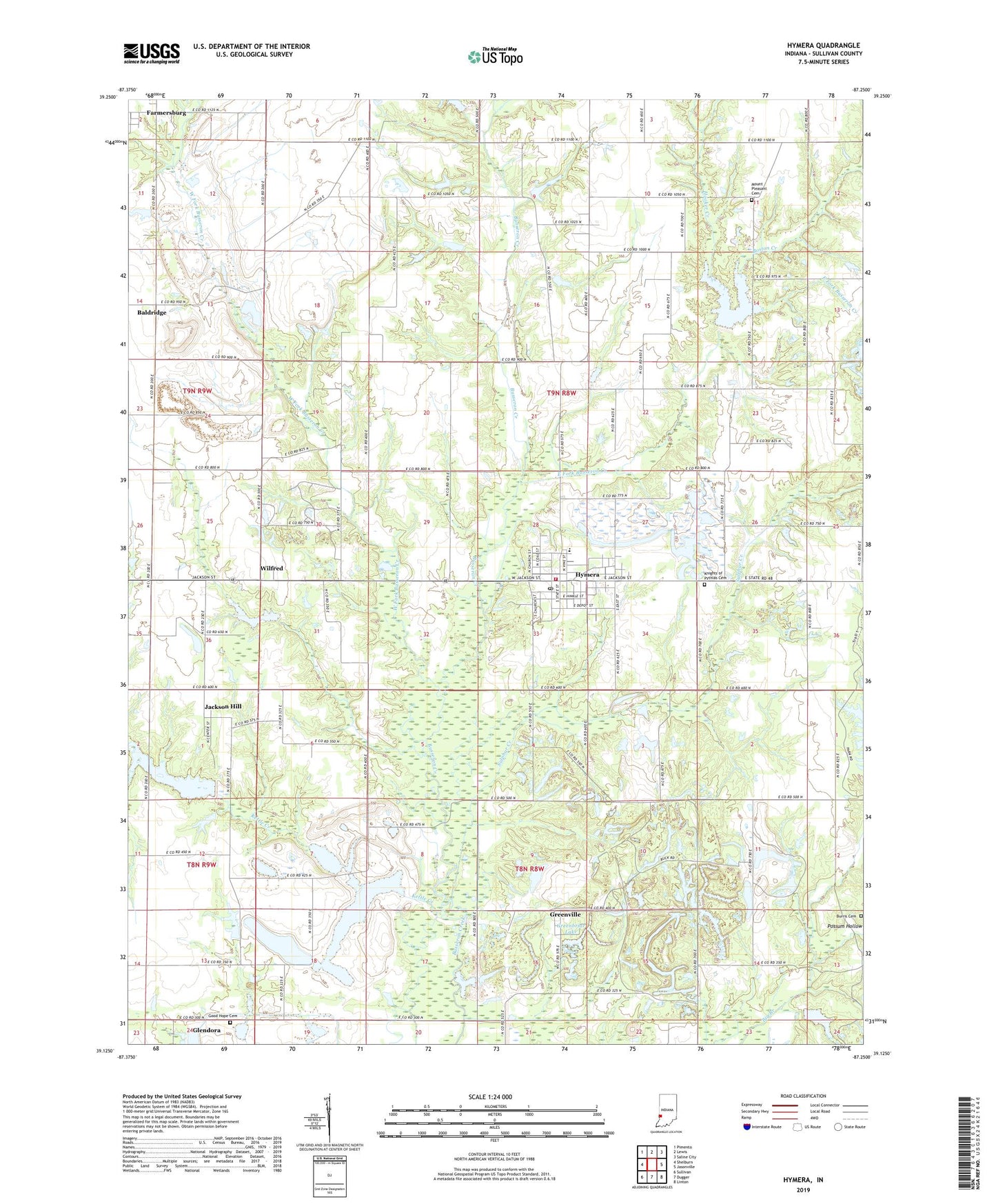 Hymera Indiana US Topo Map Image