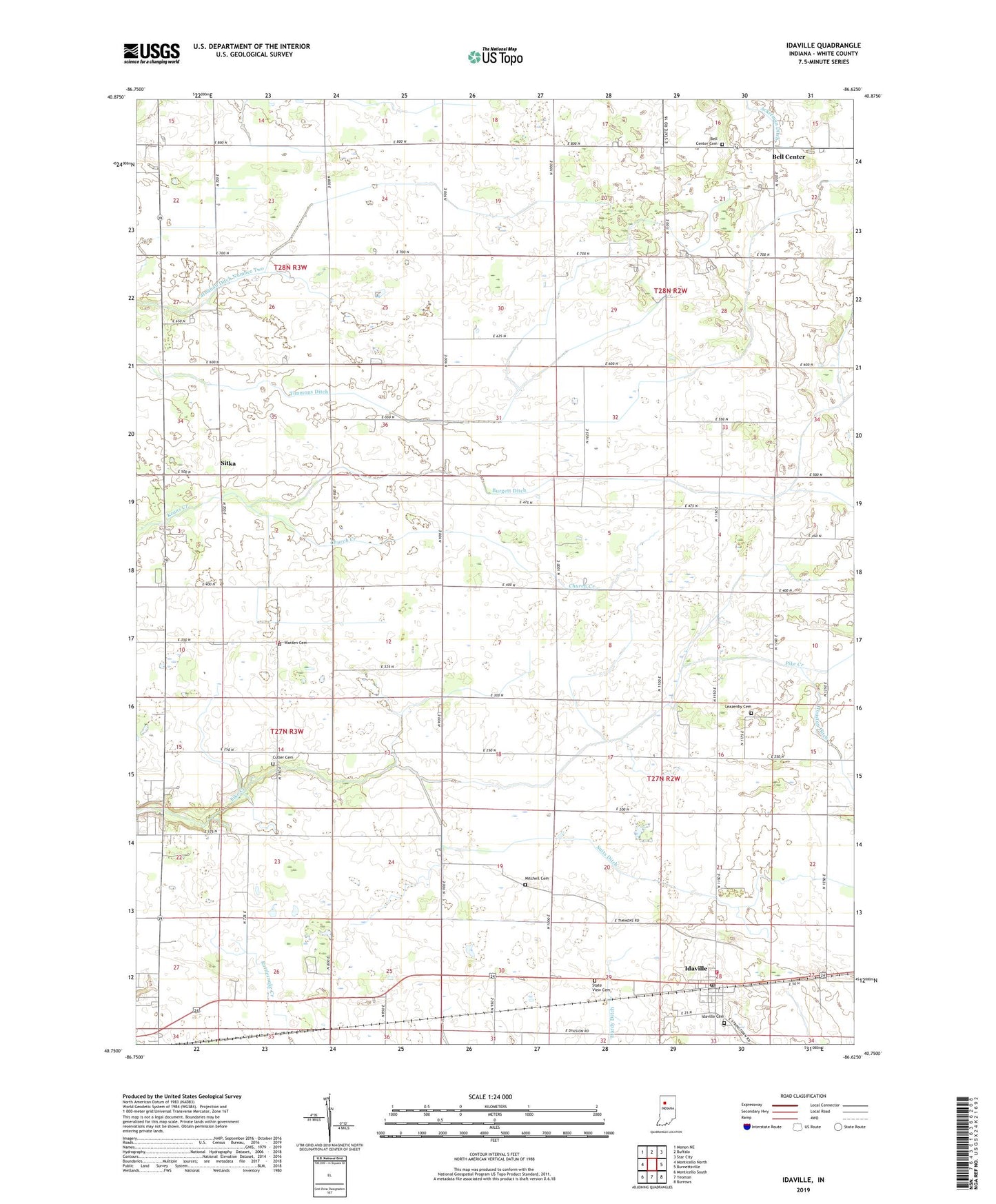 Idaville Indiana US Topo Map Image