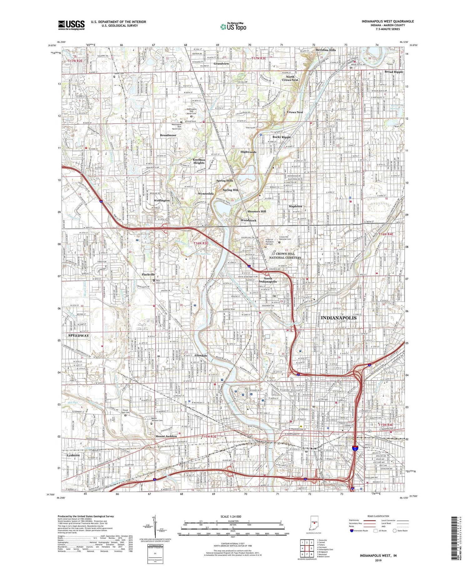 Indianapolis West Indiana US Topo Map Image