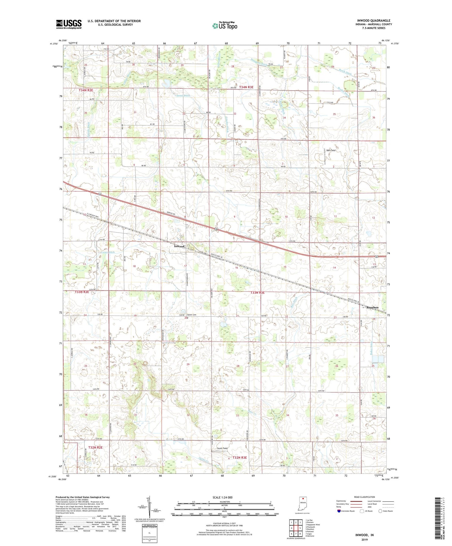 Inwood Indiana US Topo Map Image