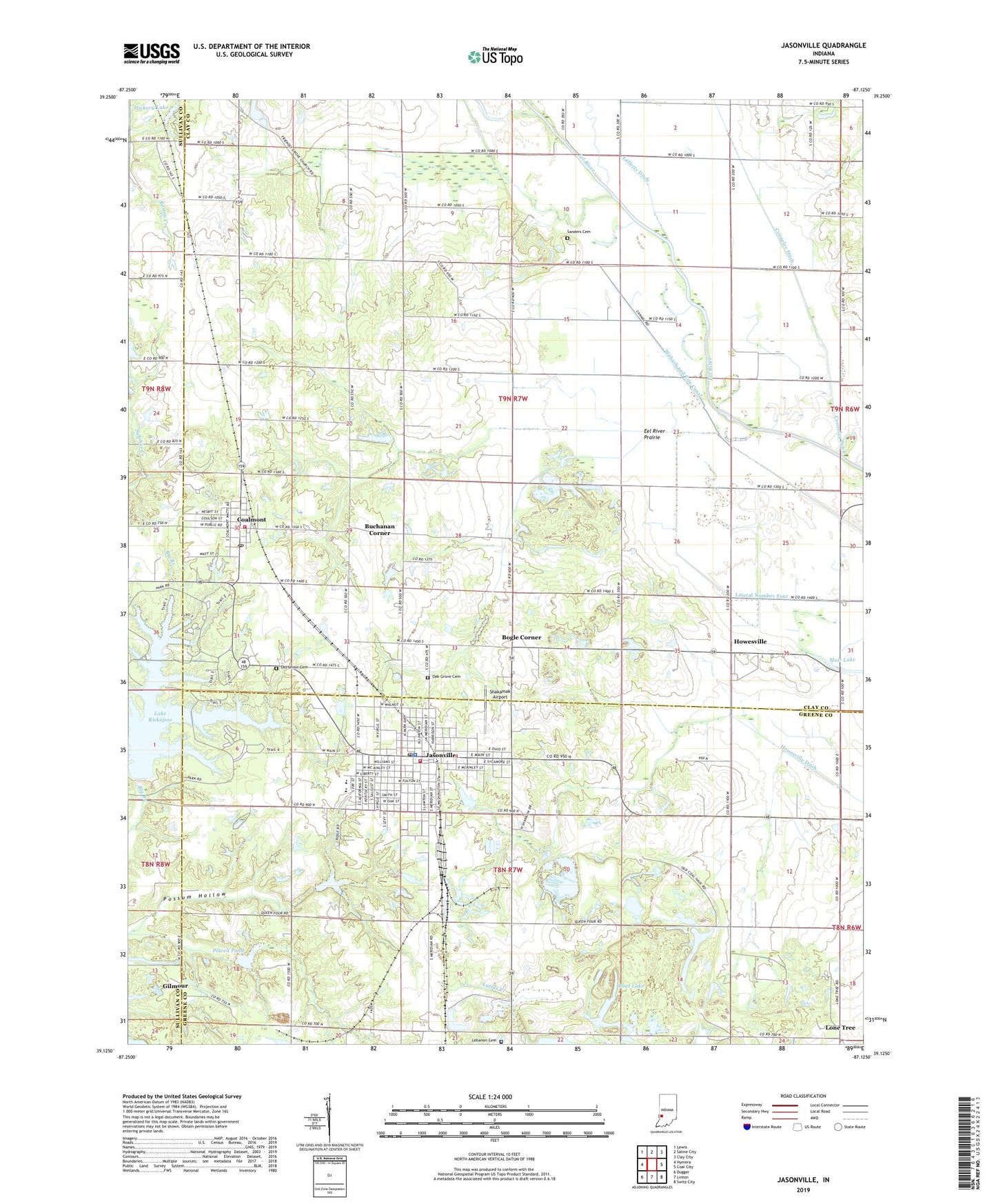 Jasonville Indiana US Topo Map Image