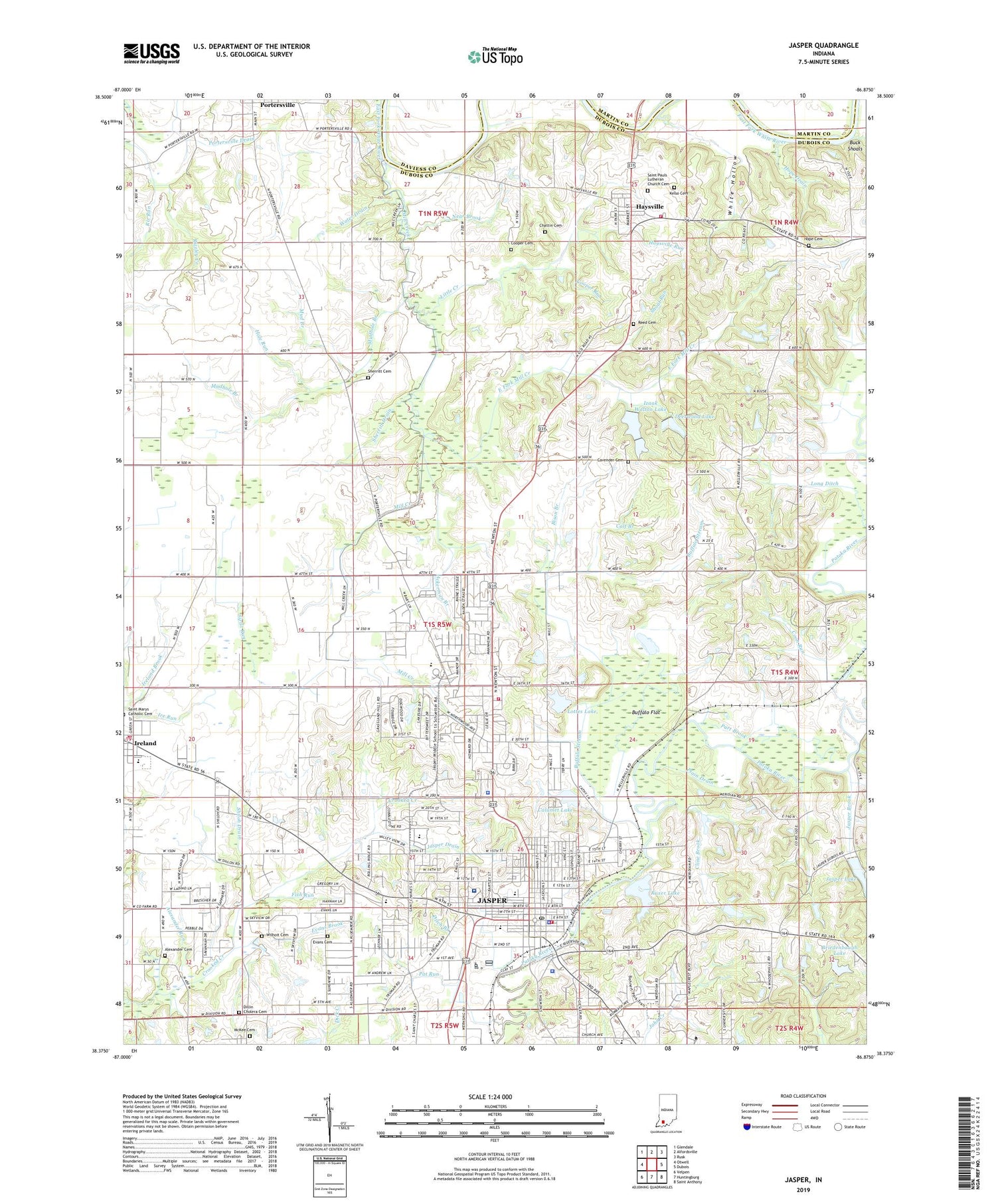 Jasper Indiana US Topo Map Image