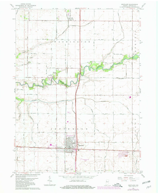 Classic USGS Kentland Indiana 7.5'x7.5' Topo Map Image