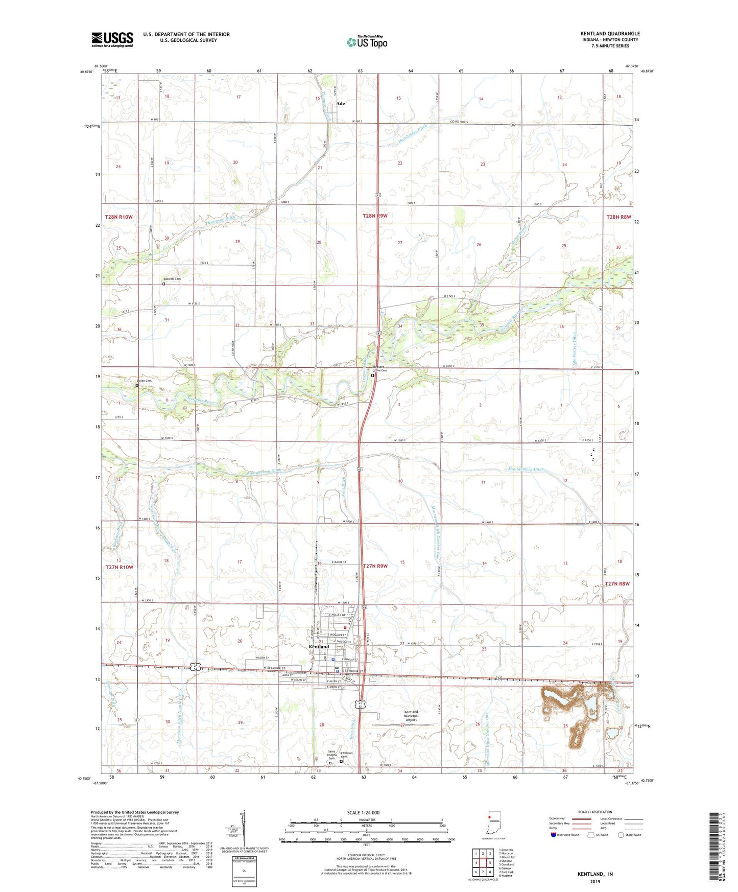 Kentland Indiana US Topo Map Image