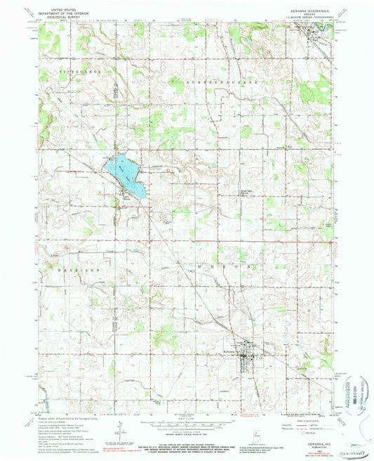 Classic USGS Kewanna Indiana 7.5'x7.5' Topo Map Image
