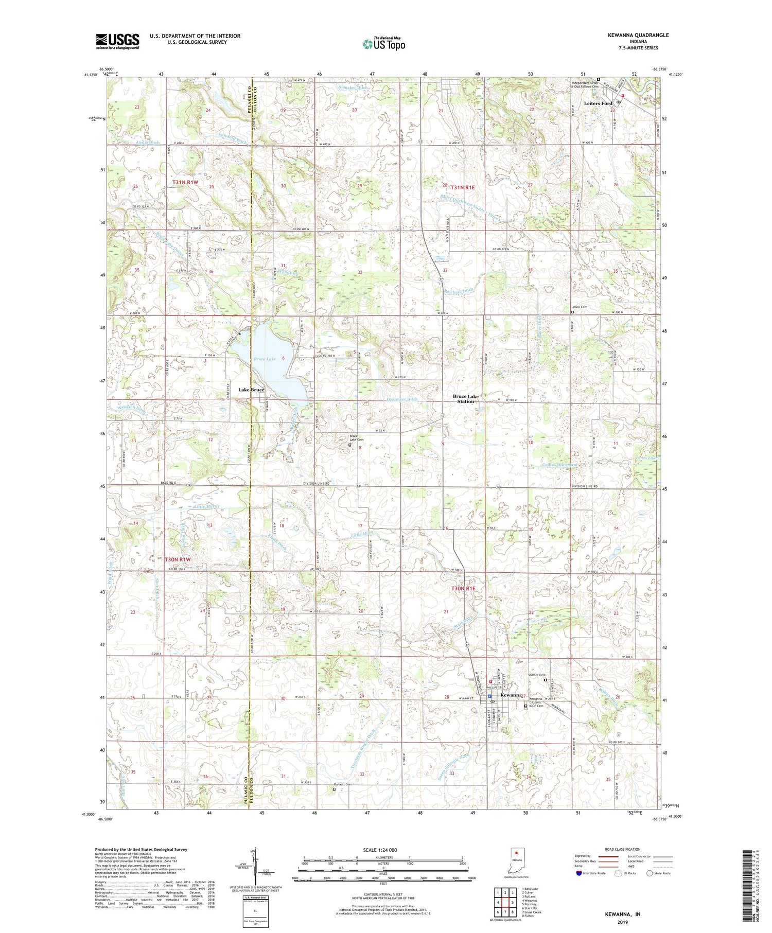 Kewanna Indiana US Topo Map Image