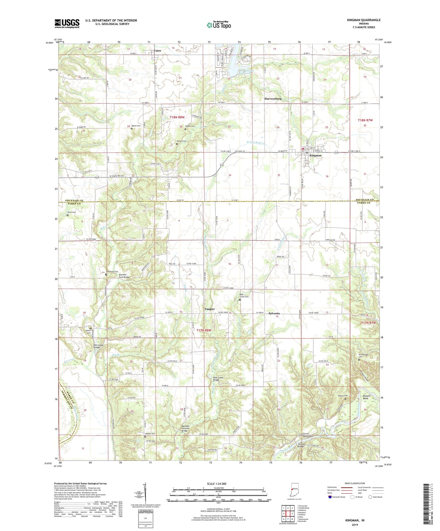 Kingman Indiana US Topo Map Image