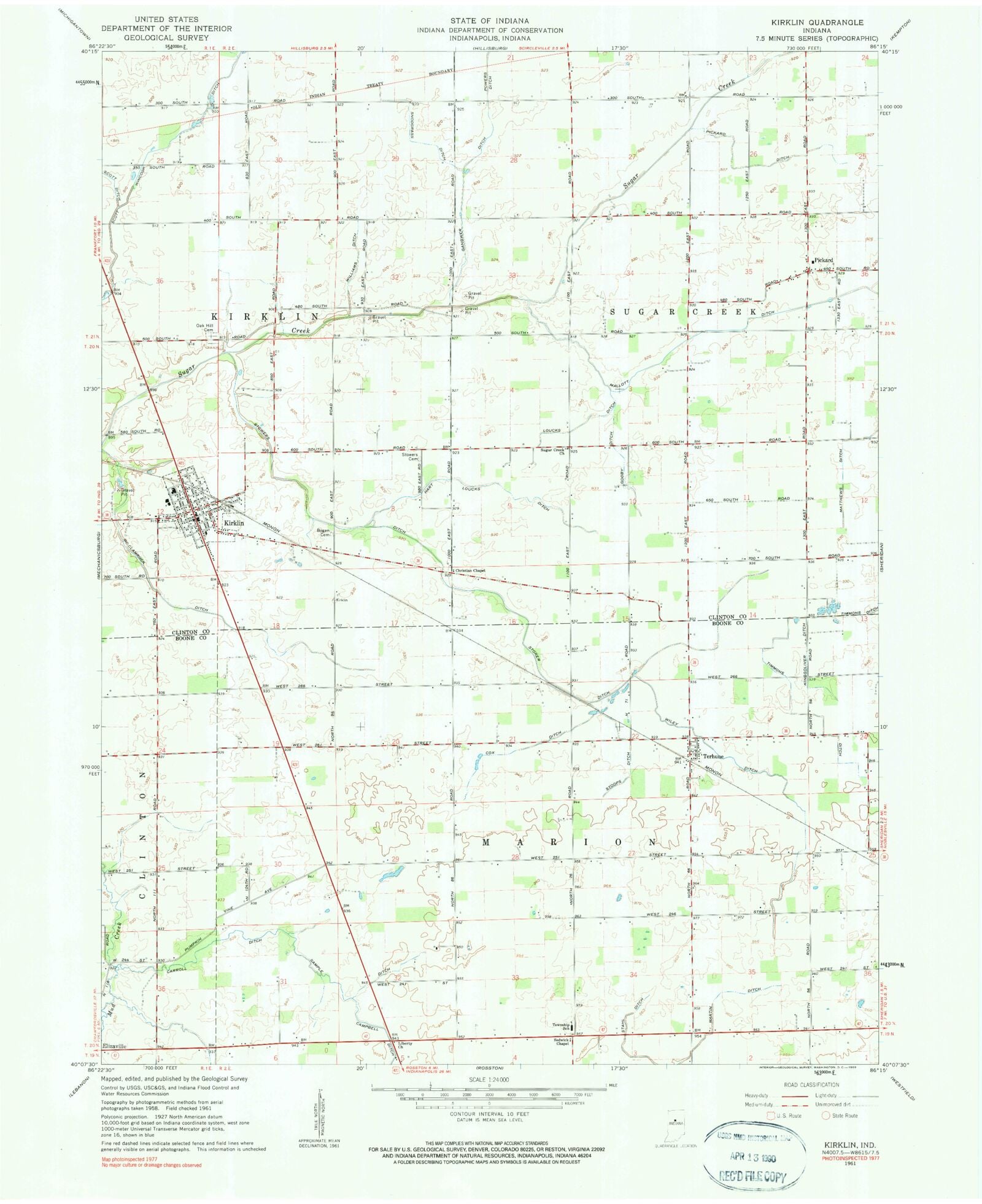 Classic USGS Kirklin Indiana 7.5'x7.5' Topo Map – MyTopo Map Store
